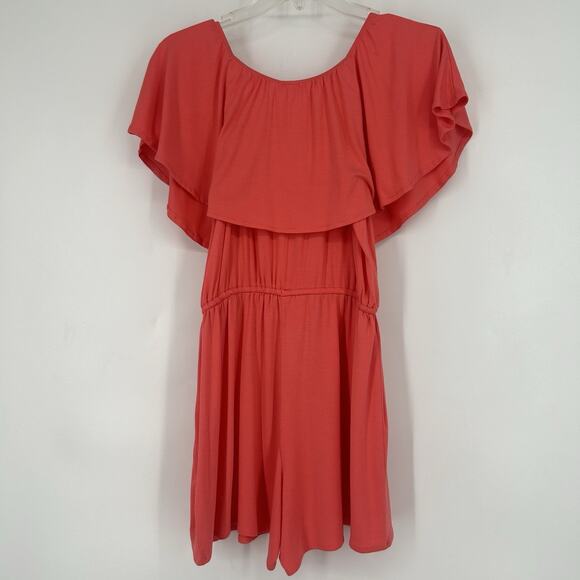 Old Navy Flounce Romper Pink Flowy Drawstring Short Sleeve Summer Size S - Picture 6 of 10